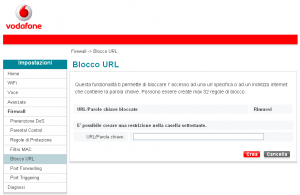 Blocco URL firmware Vodafone Station