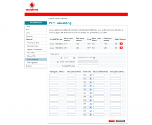 Firewall Port forwarding firmware Vodafone Station