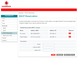 dhcp nuovo firmware Vodafone Station